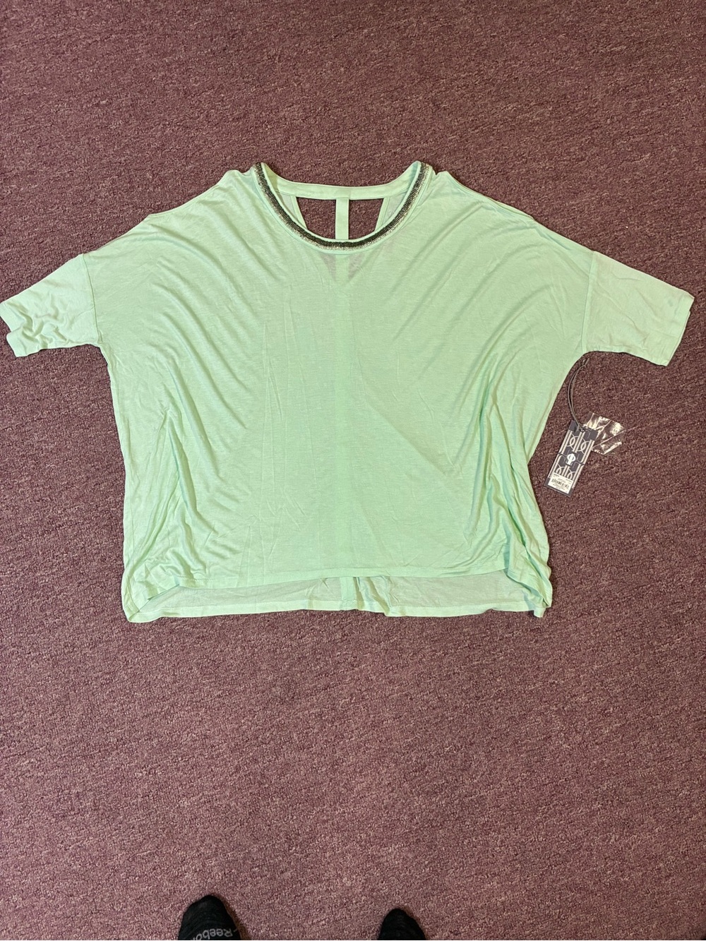 Jennifer Lopez Mint Green Boxy Short Sleeve Top